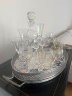 Antieke Kristallen Glazen Set met Karaf en Dienblad, Antiek en Kunst, Antiek | Glas en Kristal, Ophalen