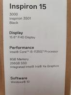 Nieuw in doos: Dell Inspiron 15 3501 zwart i5-1135G7 8gb ram, Nieuw, 15 inch, Met videokaart, Qwerty