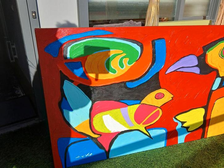 Kleurrijk Abstract Schilderij, Antiek en Kunst, Kunst | Schilderijen | Abstract, Ophalen of Verzenden