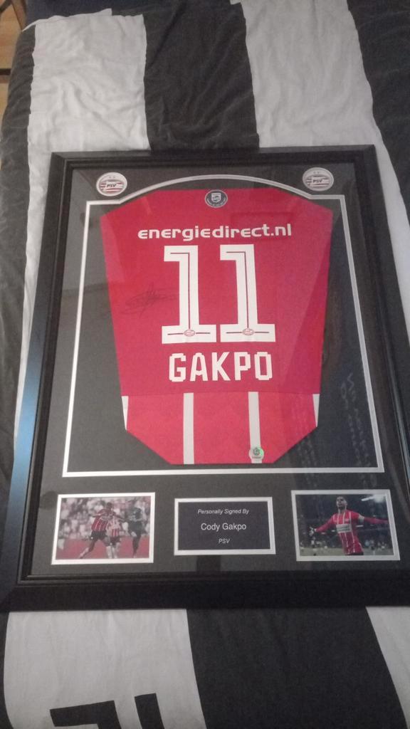 Gesigneerd Gakpo shirt in lijst met COA, Verzamelen, Sportartikelen en Voetbal, Zo goed als nieuw, Shirt, PSV, Ophalen