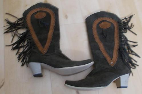 Cowboy/western laarzen met sliertjes! 39, Kleding | Dames, Schoenen, Nieuw, Hoge laarzen, Groen, Verzenden