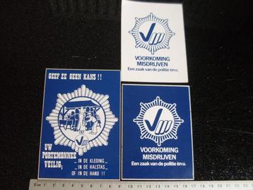 3x sticker politie voorkoming misdrijven zakkenrollers logo beschikbaar voor biedingen