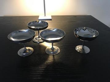Vintage - 4 stuks Franse RVS dessert ijs coupes beschikbaar voor biedingen