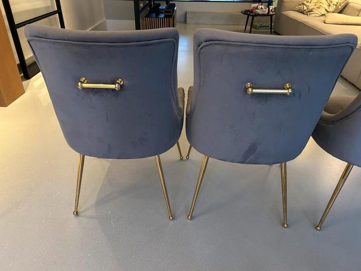 Set van 4 Stijlvolle Eetkamerstoelen, Huis en Inrichting, Stoelen, Gebruikt, Vier, Metaal, Grijs, Ophalen