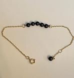 Geel gouden armband zwarte kralen, Verzenden, Goud, Armband