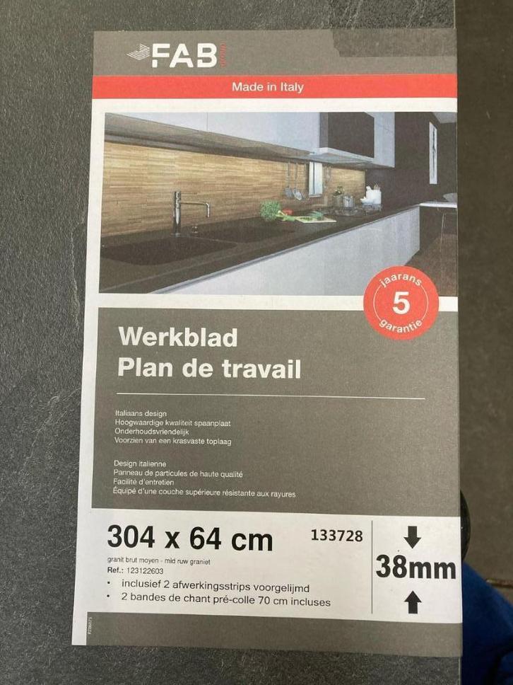 Werkblad keukenblad Plan de Travail 304x64x3.8 cm (blad 6), Huis en Inrichting, Stoffering | Vloerbedekking, Nieuw, Ophalen