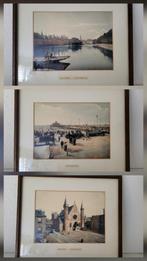 Set 3x antieke prenten Den Haag Scheveningen in lijst, Antiek en Kunst, Ophalen of Verzenden
