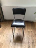 Mooie vintage stoel met chromen frame, Ophalen, Gebruikt, Bruin, Metaal