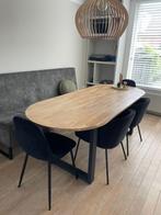 IZGS eettafel + stoelen Woood U-vorm tafelpoot staal zwart, Huis en Inrichting, Tafels | Eettafels, Ophalen, Zo goed als nieuw