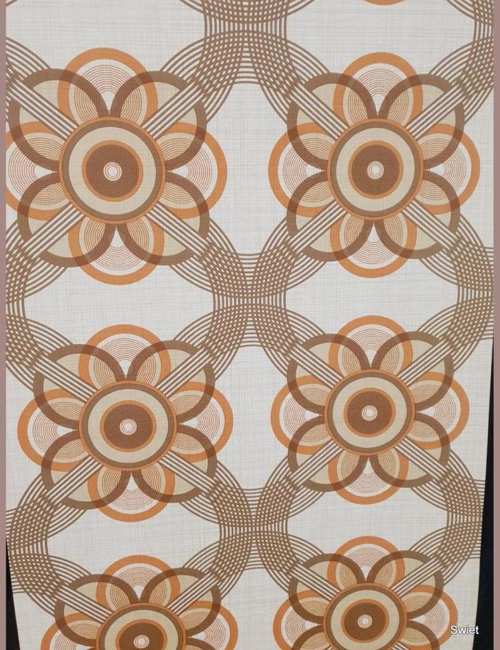7116 Grafisch bloem behang vintage behang retro swiet, Huis en Inrichting, Stoffering | Behang, Oranje, 75 m² of meer, Ophalen of Verzenden