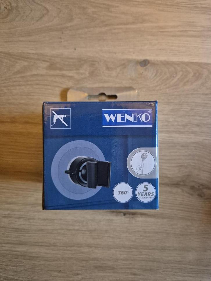Wenko douchekophouder 360 Zwart met zuignap, Huis en Inrichting, Badkamer | Badtextiel en Accessoires, Nieuw, Overige typen, Zwart