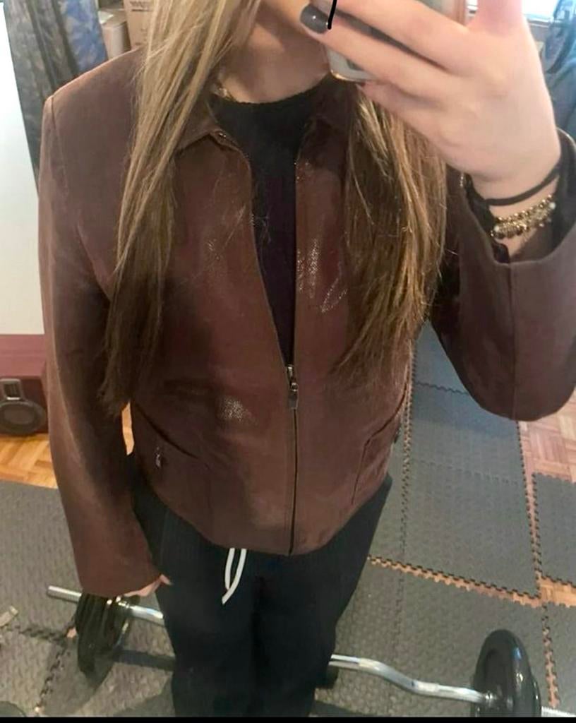 ECHTE bruine leren jas Leather-sound, Ophalen of Verzenden, Zo goed als nieuw, Maat 38/40 (M), Bruin