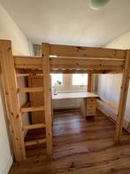 Hoogslaper blank hout met bureau, Ophalen, Gebruikt, Hoogslaper