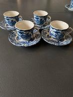 Antieke Koffiekopjes met Schotels - Blauw Wit Landschap, Antiek en Kunst, Antiek | Servies los, Ophalen of Verzenden