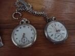 2 Zilveren Zakhorloges + Ketting - Argentan Cylindre, Ophalen of Verzenden