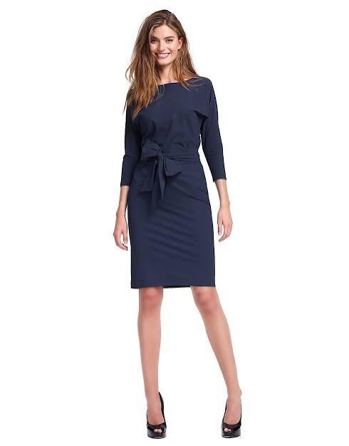 LaDress Caroline Midnightl xs  of M ZGAN travelstof sash, Kleding | Dames, Jurken, Zo goed als nieuw, Maat 38/40 (M), Blauw, Knielengte