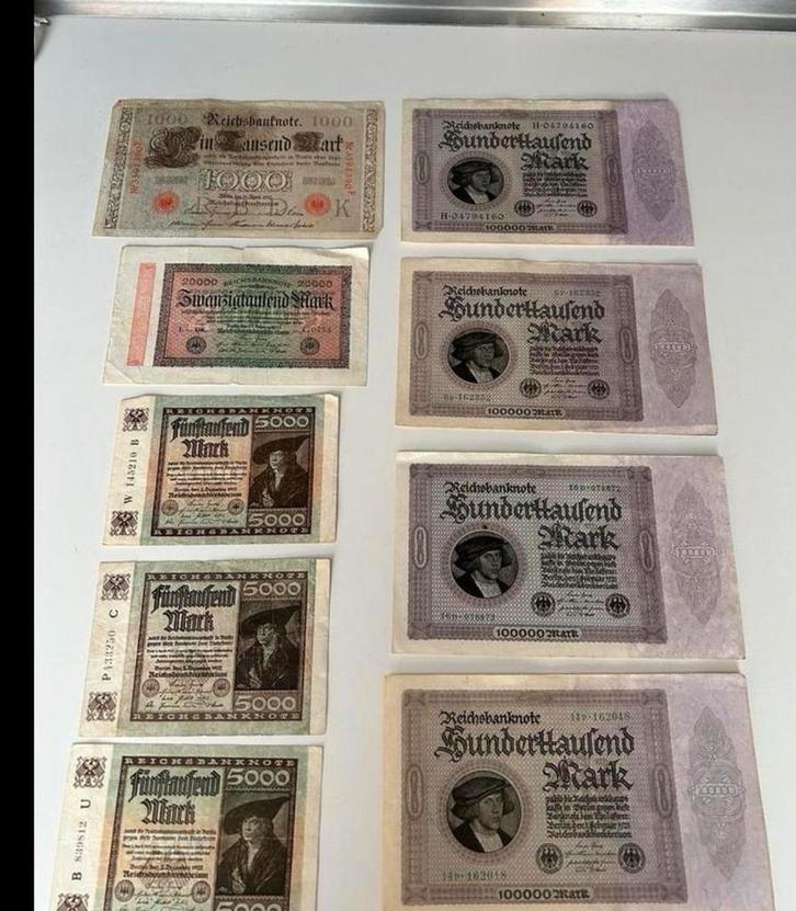 Oude Duitse Bankbiljetten - Diverse Waardes, Postzegels en Munten, Bankbiljetten | Nederland, Setje, Euro's, Ophalen of Verzenden