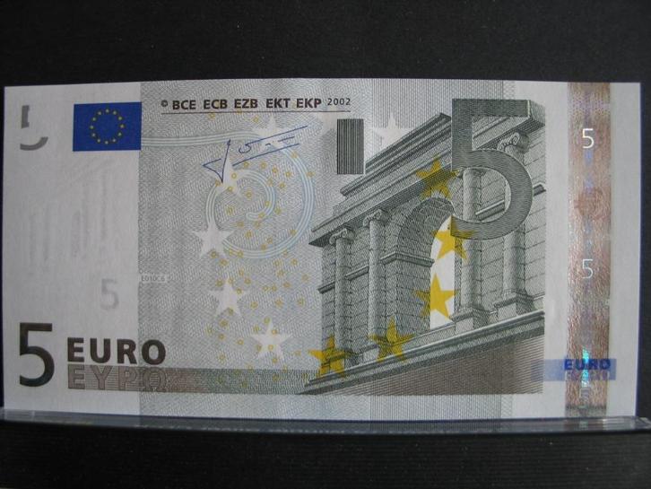 5 euro biljet Finland L Trichet niet in omloop geweest, UNC, Postzegels en Munten, Bankbiljetten | Europa | Eurobiljetten, Los biljet