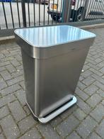 Simplehuman - Prullenbak Metaal 55 Liter, Ophalen, Met pedaal, 50 tot 75 cm, Zo goed als nieuw