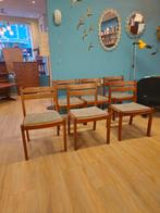 Set 6 Eetkamerstoelen Dyrlund Deens Eetkamerstoel Stoel, Huis en Inrichting, Stoelen, Ophalen, Gebruikt, Bruin, Vintage