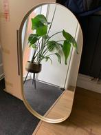 Spiegel badkamer mat goud, indirect licht. Ovaal Japandi., Zo goed als nieuw, Minder dan 100 cm, Wasbak of Wastafel, 50 tot 100 cm