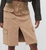 Stradivarius stoere beige jeans rok nieuw maat 34, Beige, Nieuw, Ophalen of Verzenden, Knielengte