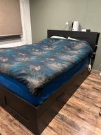 Ikea Brimnes Bedframe incl. hoofdbord, Huis en Inrichting, Slaapkamer | Bedden, Ophalen, Zwart, Tweepersoons, 140 cm