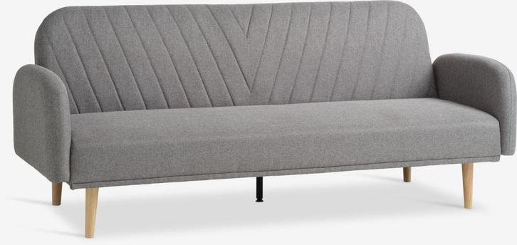 Slaapbank PARADIS lichtgrijze stof/eiken kleur (3 zits), Huis en Inrichting, Slaapkamer | Slaapbanken, Nieuw, Overige maten, 210 cm