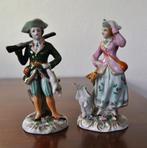 Antieke Victoriaanse Beeldjes Man Vrouw Jacht 13 cm, Antiek en Kunst, Ophalen of Verzenden