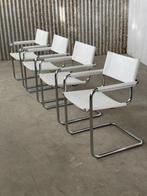 4x Eetkamerstoelen S34 in Wit leer Mart Stam/Marcel Breuer, Huis en Inrichting, Stoelen, Ophalen, Aalsmeer, Wit, Redesign vintage