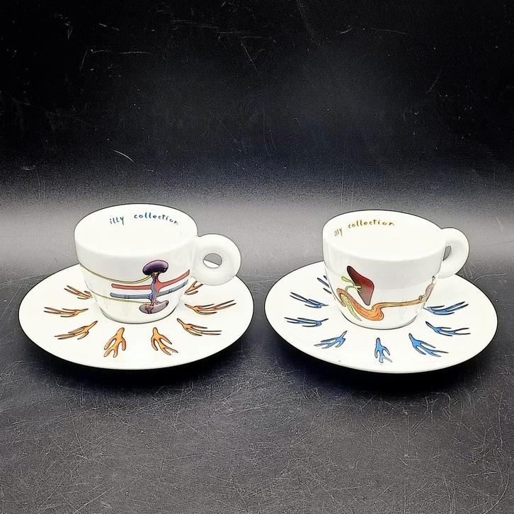 2 Illy Collection Espresso Design Joep van Lieshout 2005, Huis en Inrichting, Keuken | Servies, Zo goed als nieuw, Kop(pen) en/of Schotel(s)