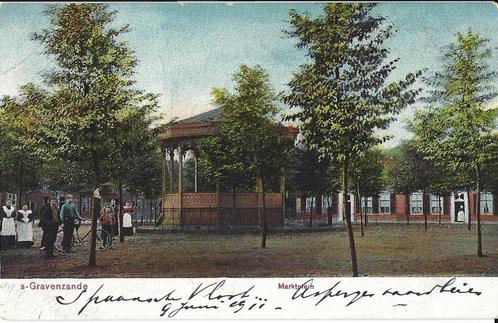 's-Gravenzande, Marktplein. Opruimingskaart, Verzamelen, Ansichtkaarten | Nederland, Ongelopen, Zuid-Holland, Voor 1920, Verzenden