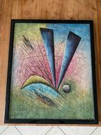 Abstract Schilderij met Kleurrijk Design, Gesigneerd, Ingeli, Antiek en Kunst, Kunst | Schilderijen | Abstract, Ophalen