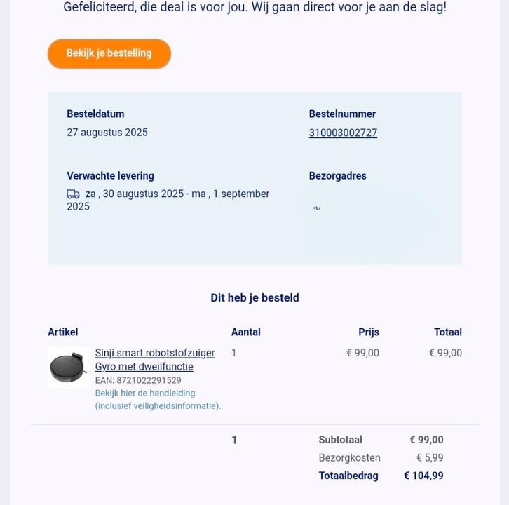 Robot stofzuiger, Witgoed en Apparatuur, Stofzuigers, Nieuw, Stofzuiger, Minder dan 1200 watt, Ophalen