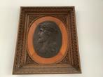 Bronzen christus afbeelding in eiken lijst, Antiek en Kunst, Kunst | Beelden en Houtsnijwerken, Ophalen