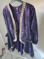 Paarse carnavalsjas met tasje dames maat 48, Ophalen of Verzenden, Zo goed als nieuw, Maat 46/48 (XL) of groter, Carnaval