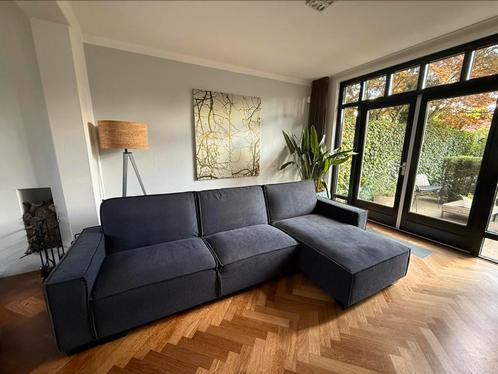 Hoekbank/slaapbank, donkerblauw, 290cm, Huis en Inrichting, Slaapkamer | Slaapbanken, Zo goed als nieuw, 140 cm, Overige maten