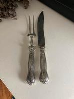 Verzilverd vleesmes en vork, Antiek en Kunst, Ophalen of Verzenden