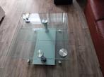 Glazen Salontafel - Uitschuifbaar & Draaibaar Design, Ophalen, 50 tot 100 cm, Vierkant, Zo goed als nieuw