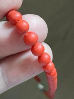 Vintage bloedkoraal ketting met zilveren bolslot, Sieraden, Tassen en Uiterlijk, Antieke sieraden, Ophalen of Verzenden