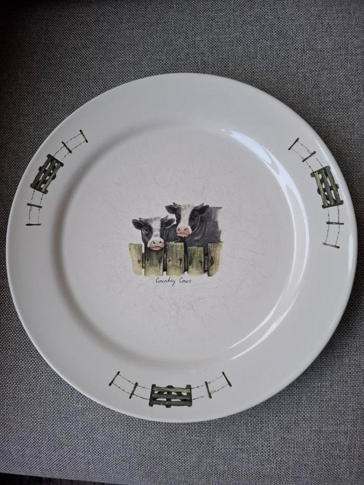Gebaksbord of oliebollenbord Country Cows Jet ter Steege, Huis en Inrichting, Keuken | Servies, Gebruikt, Bord(en), Overige stijlen