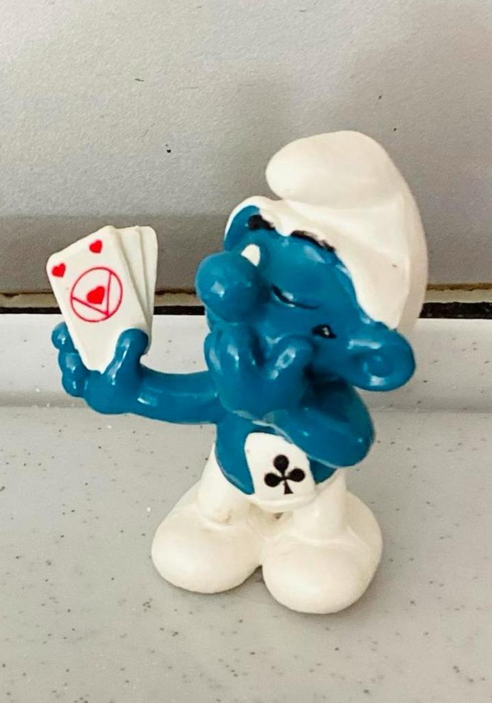 Vintage Kaart spelende smurf,1978,Peyo,Schleigh,kaartspeler, Verzamelen, Smurfen, Zo goed als nieuw, Verschillende Smurfen, Ophalen