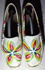 Vintage Revival loafers maat 38 - handbeschilderd, Ophalen of Verzenden, Wit, Instappers, Gedragen