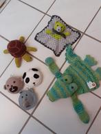 Gehaakte : knuffeldoekje,  schilpad, krokodil, 3 wildediere, Dieren en Toebehoren, Ophalen of Verzenden, Nieuw