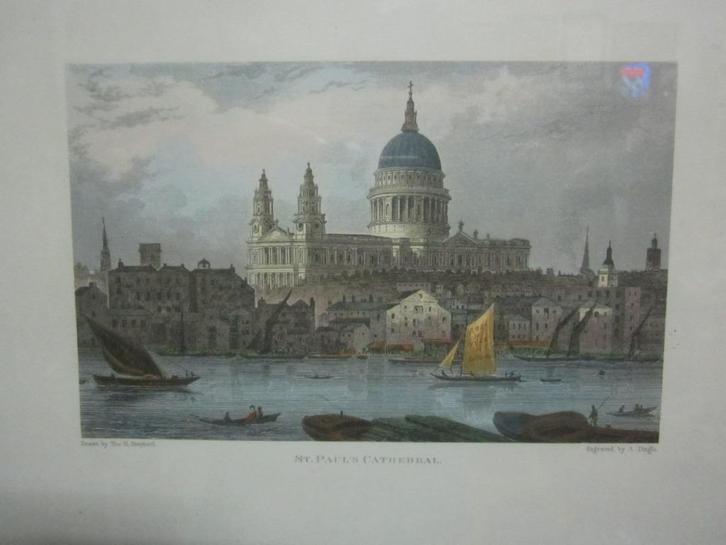 ST.PAUL"'s Cathedral schilderrij ingraved bij T.TINQLE, Antiek en Kunst, Kunst | Schilderijen | Klassiek, Ophalen of Verzenden