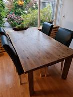 Massief houten eettafel, Ophalen, 50 tot 100 cm, Zo goed als nieuw, Vijf personen of meer