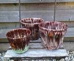 Prachtige vintage set van 3 West Germany bloempotten., Verzamelen, Retro, Ophalen, Huis en Inrichting