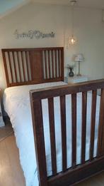 Antiek mahoniehout spijlenbed 140x210 + vlakke spiraalbodem, Ophalen