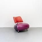 1x Leolux Pallone Fauteuil + Hocker Rood/Roze/Paars - Chroom, Niet ingevuld, Niet ingevuld, 75 tot 100 cm, Ophalen of Verzenden