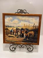 Cowboys met paarden, bruine lijst, Kunst, 40 x 50, Ophalen of Verzenden